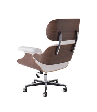 Poltronas Charles Eames Office Freijó Estofada Branca Pés Alumínio Com Rodas - 69161