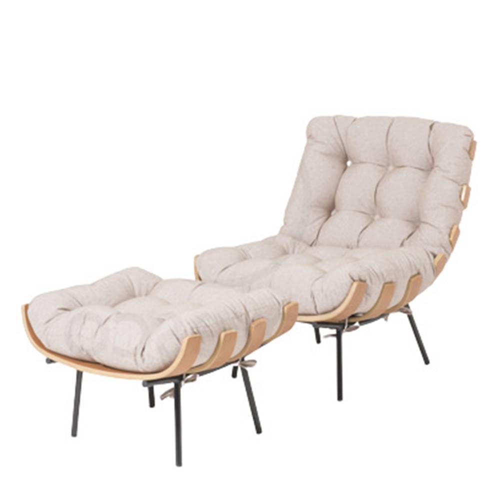 Poltrona---Puff-Costela-Bege-com-Base-Preta-Estrutura-Madeira-Natural---69173