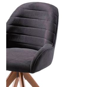 Poltrona Houston Preta Base Giratória Madeira Natural - 69174