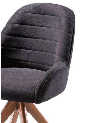 Poltrona Houston Preta Base Giratória Madeira Natural - 69174