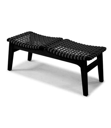 Banco Amores 1,10 MT (LARG) Assento Corda cor Preta Estrutura em Madeira Preta - 69201