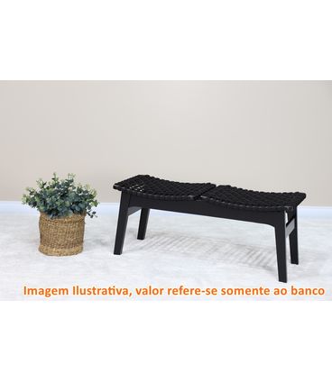 Banco Amores 1,10 MT (LARG) Assento Corda cor Preta Estrutura em Madeira Preta - 69201