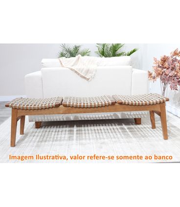 Banco Amores 1,64 MT (LARG) Assento Corda cor Areia Estrutura em Madeira Pinhao - 56914