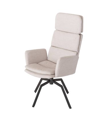 Poltrona Zurique Estofada Creme Pés Aço Carbono Preto - 69212