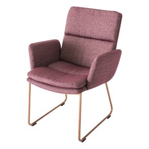 Poltrona Nyon Estofada Vinho Pés Aço Carbono Cobre - 69213