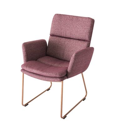 Poltrona Nyon Estofada Vinho Pés Aço Carbono Cobre - 69213