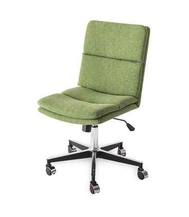 Cadeira Abbie Estofada Verde Base Cromada Com Rodas - 69232