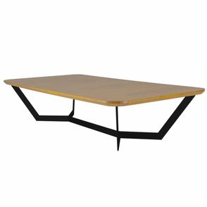 Mesa de Centro Moa Tampo Louro Freijo e Base Aco cor Grafite 135 cm - 66842