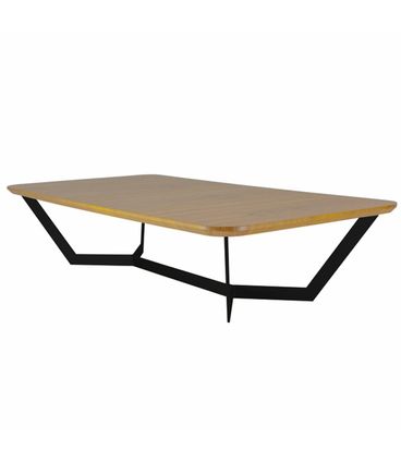 Mesa de Centro Moa Tampo Louro Freijo e Base Aco cor Grafite 135 cm - 66842