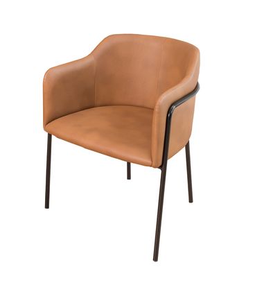 Poltrona Gama Estofada Caramelo Base de Aço Carbono Preto - 69302