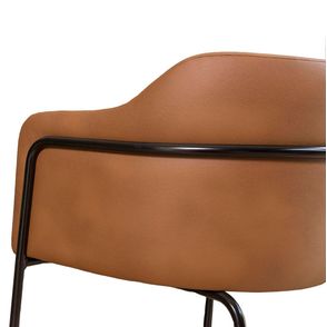 Poltrona Gama Estofada Caramelo Base de Aço Carbono Preto - 69302