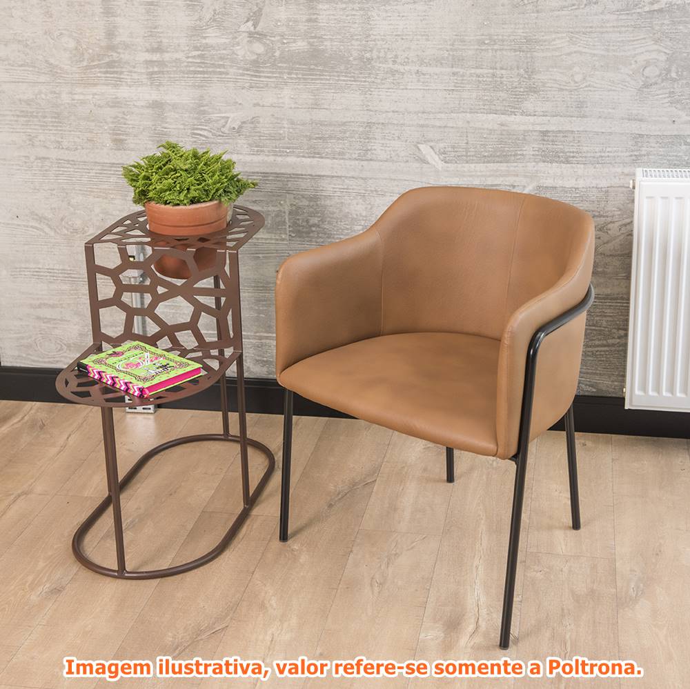 Poltrona-Gama-Estofada-Caramelo-Base-de-Aco-Carbono-Preto---69302