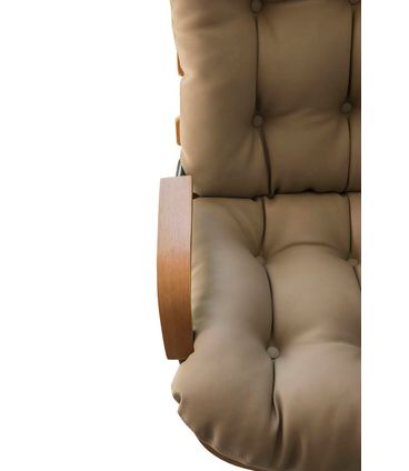 Poltrona Costela Estofada Bege Base de Aço Carbono Preto - 69319