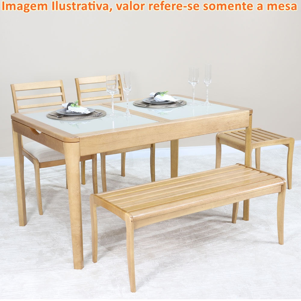 Mesa-Elastica-Izza-Tampo-de-Vidro-Fendi-Claro-e-Base-Madeira-Cor-Amendoa-140cm---69370
