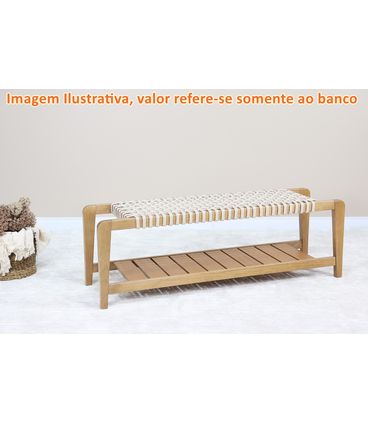 Banco Paixões 1,38 MT (LARG) Assento Corda cor Areia Estrutura em Madeira Amêndoa - 69372