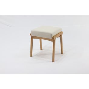 Banqueta Helô Estofada Cor Papel com Base Madeira Amêndoa 45cm - 69382