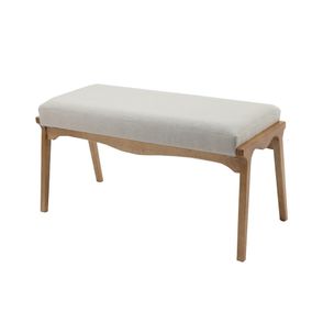 Banco Helô Estofado Cor Papel com Base Madeira Amêndoa 94cm - 69384