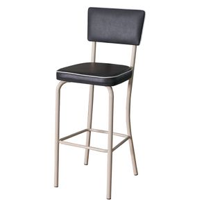 Banqueta Cora Assento Estofado Preto Estrutura Aço Carbono Bege - 69439