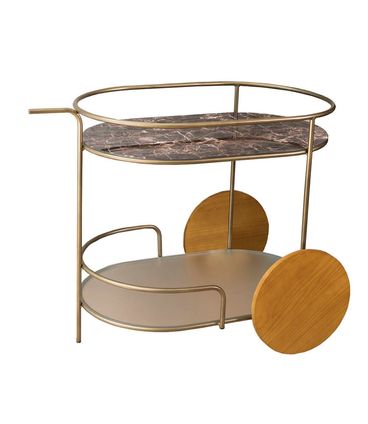 Carrinho Bar Cosmos Estrutura Aço Carbono Dourado Com Vidro - 69442