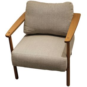 Poltrona Odda cor Branco e Preto com Estrutura em Madeira Natural - 68424