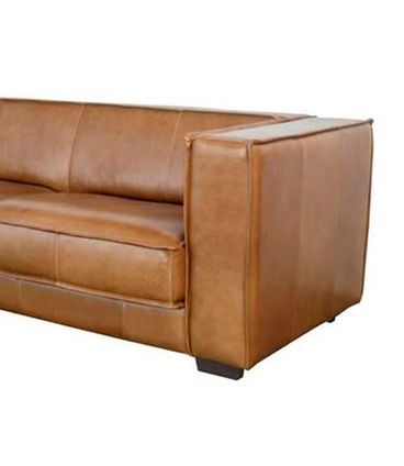 Sofá Collin 3 Lugares Couro Caramelo Pés Em Madeira 225cm - 64971