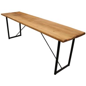 Banco Helga Assento Mel Claro com Base em Ferro Preto 160 cm - 69327