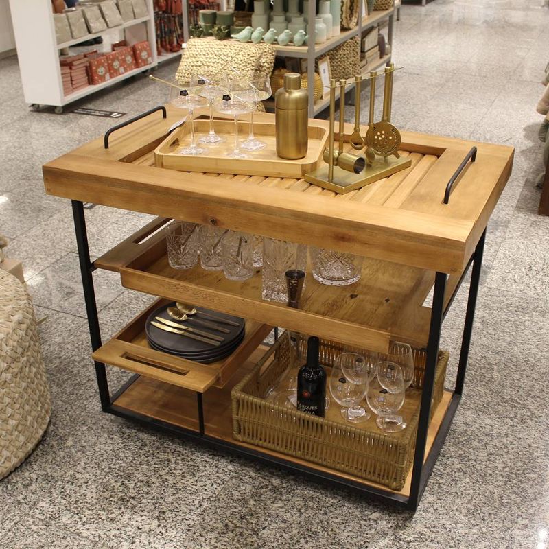 CarrinhoBarBergenemMadeiraeFibracorMelcomBaseMetalPreta95cm69456