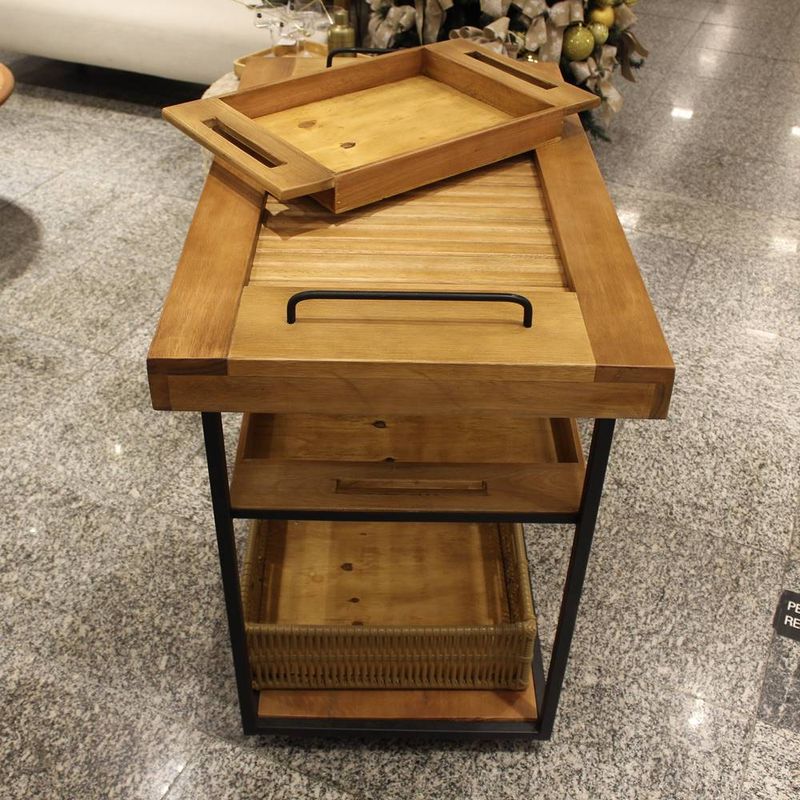 CarrinhoBarBergenemMadeiraeFibracorMelcomBaseMetalPreta95cm69456