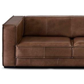 Sofá Collin 3 Lugares Couro Chocolate Pés Em Madeira 225cm - 69465