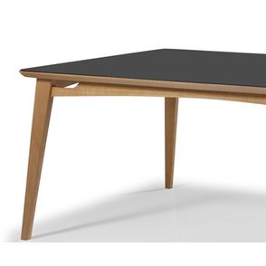 Mesa Jully Retangular Tampo Vidro Preto Base Madeira Amêndoa 200cm - 69515