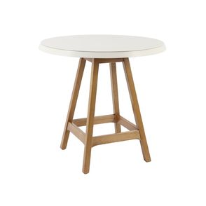 Mesa Paixões Tampo Vidro Branco Base Madeira Amêndoa 80cm - 69517