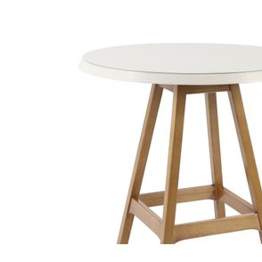 Mesa Paixões Tampo Vidro Branco Base Madeira Amêndoa 80cm - 69517