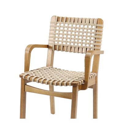 Cadeira Paixões Com Braço Corda Areia Base Madeira Amêndoa - 69520