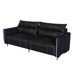 Sofá Austin Reclinável 2 Lugares Couro Preto Pés Em Aço 194cm - 69522