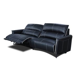 Sofá Austin Reclinável 2 Lugares Couro Preto Pés Em Aço 194cm - 69522