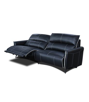 Sofá Austin Reclinável 2 Lugares Couro Preto Pés Em Aço 194cm - 69522