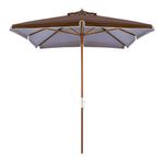 OmbrelloneQuadradoRubiMarromHasteemMadeira205mts