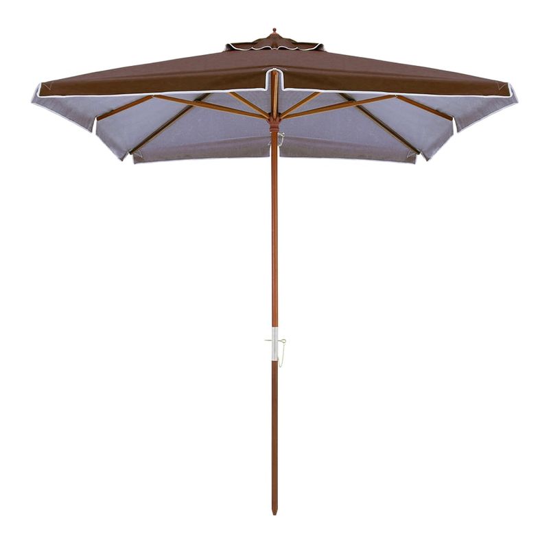 OmbrelloneQuadradoRubiMarromHasteemMadeira205mts