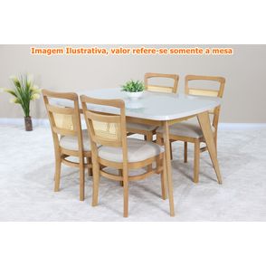 Mesa Tayla Tampo Vidro Fendi Claro Base Amêndoa 140cm - 69565