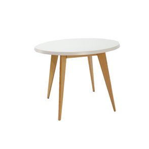 Mesa Roseta Tampo Vidro Fendi Claro Base Amêndoa 110cm - 69568