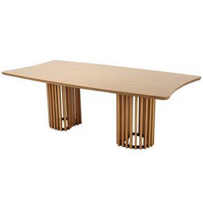 Mesa Lena Tampo de Madeira Base Amêndoa 220cm - 69573
