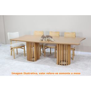Mesa Lena Tampo de Madeira Base Amêndoa 220cm - 69573