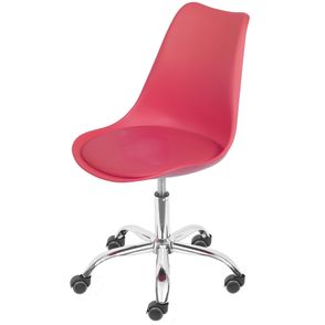 Cadeira Leda Eames Polipropileno cor Vermelho com Base Rodizio Cromado - 69607