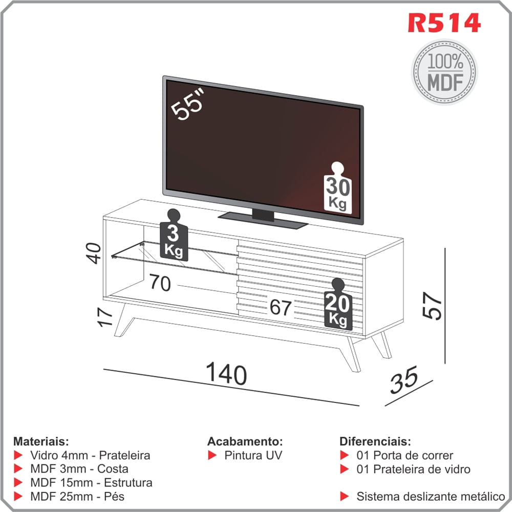 Rack-Champ-R-514-Prateleira-de-Vidro-1-Porta-de-Correr-Off-White-com-Nobre-140-mts---69659