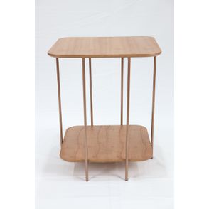 Mesa Apoio Lógica Alta Amêndoa Estrutura Ferro Cobre 66cm - 69668