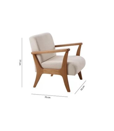 Poltrona Paquetá Estofada Assento Machê Base Amêndoa 70cm - 69752