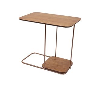 Mesa de Apoio Lógica Tampo Amêndoa Estrutura Ferro Cobre 63cm - 69842