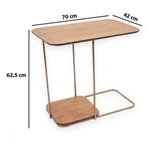 Mesa de Apoio Lógica Tampo Amêndoa Estrutura Ferro Cobre 63cm - 69842