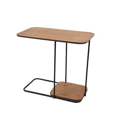 Mesa de Apoio Lógica Tampo Amêndoa Estrutura Ferro Preto 63cm - 69841