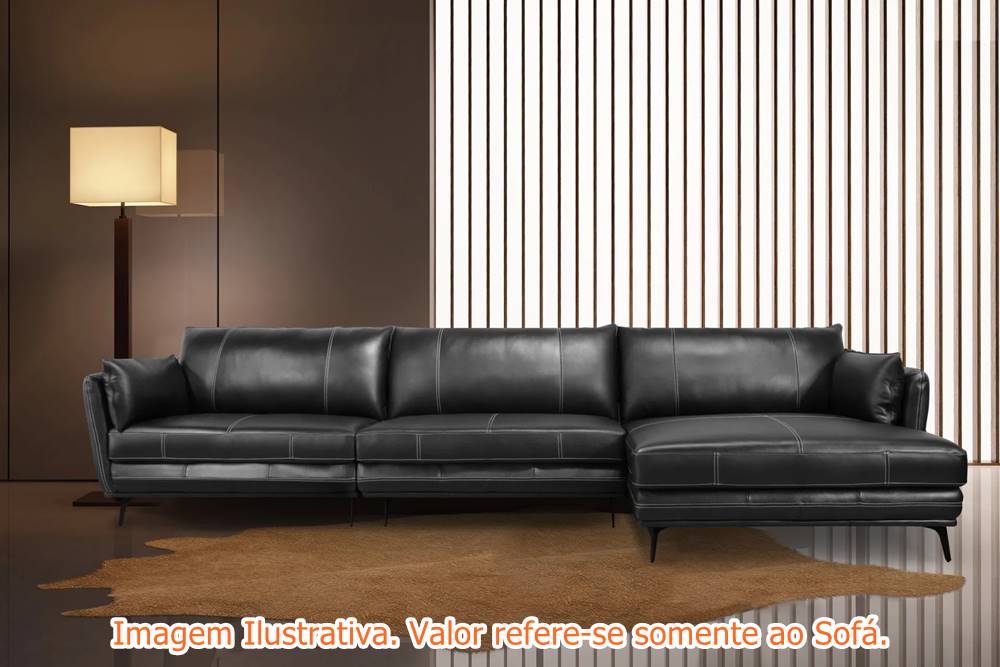 Sofa-Vena-2-Lugares---Chaise-Fixo-Couro-Preto-294cm---69849